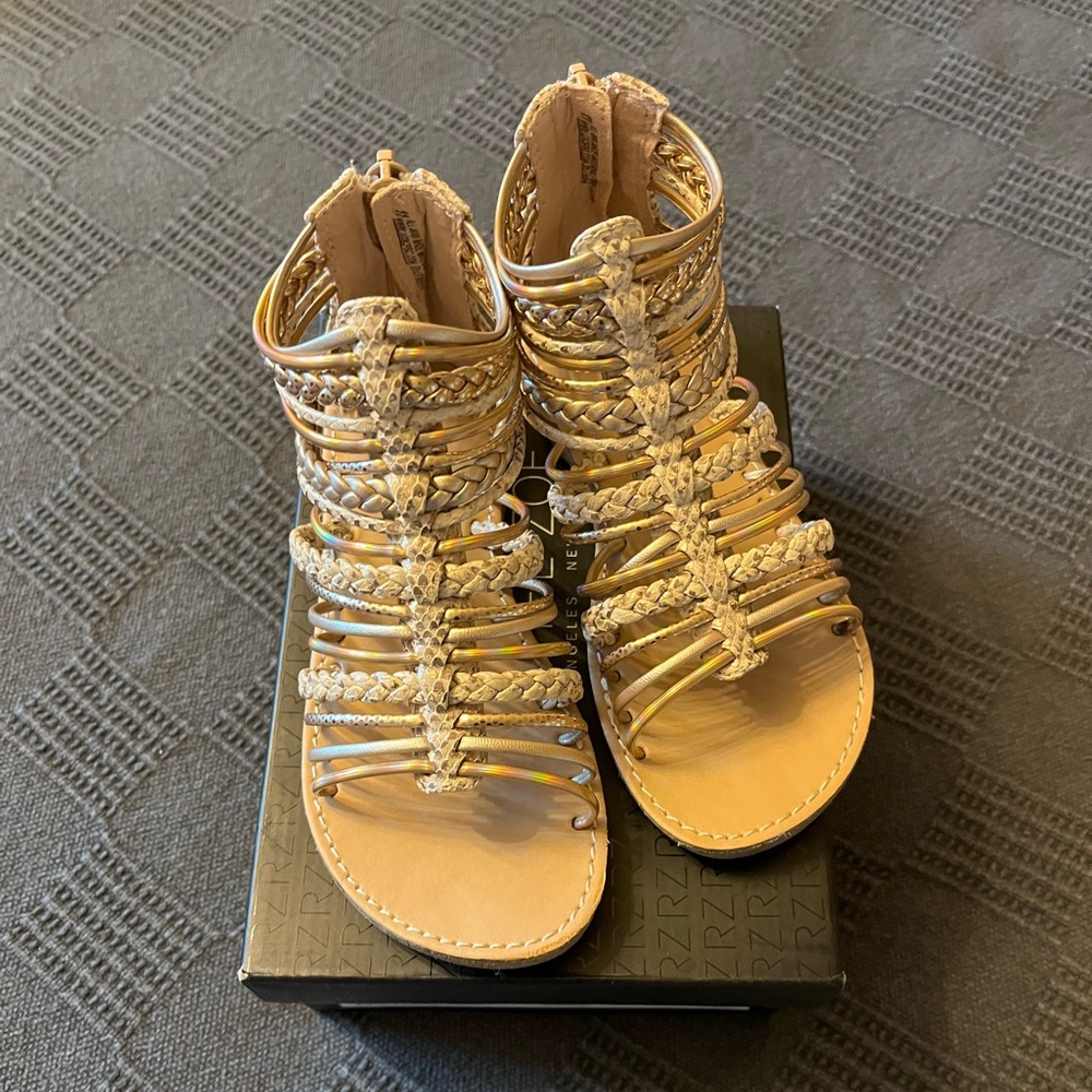 Rachel Zoe Little Girl Gold Sandals, Size 11, New